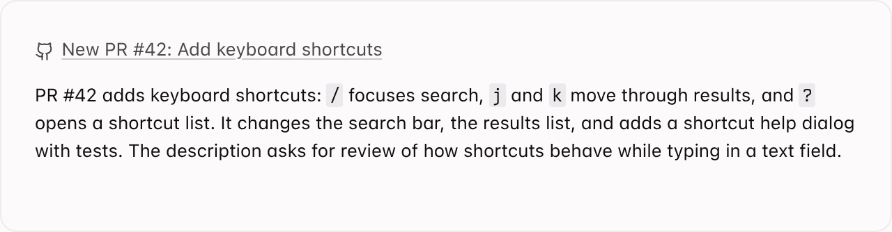 A new Amp thread started for a newly opened pull request, summarizing what the pull request changes